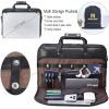 imageLeather Briefcase for Men 17 Inch Laptop Crossbody Shoulder Messenger Bag Attache Case for Business Travel Work LawyerBlack  Fits 156 Inch Laptop