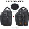 imageLeather Briefcase for Men Expandable Large 17 Inch Laptop Crossbody Shoulder Bag Business Travel Duffel Attache CaseBlack
