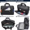 imageMasa Kawa Black Leather Briefcase for Men Waterproof 16 Inch Laptop Computer Case Crossbody Shoulder Messenger Bag for Business Travel Office Work