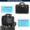 imageMasa Kawa Black Leather Briefcase for Men Waterproof 16 Inch Laptop Computer Case Crossbody Shoulder Messenger Bag for Business Travel Office Work