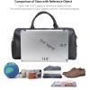 imageMasa Kawa Black Leather Duffle Bag for Travel Men 31L Carry On Waterproof Foldable Duffel Bag with Shoe Compartment for Gym Sports Overnight Weekender Camping