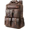 imageMasa Kawa Leather Backpack for Men Vintage 156 Inch Laptop Bag Multi Pockets Casual Travel Daypack BrownBrown
