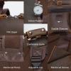 imageMasa Kawa Leather Backpack for Men Vintage 156 Inch Laptop Bag Multi Pockets Casual Travel Daypack BrownBrown
