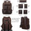 imageMasa Kawa Leather Backpack for Men Vintage 156 Inch Laptop Bag Multi Pockets Casual Travel Daypack BrownDeep Brown