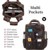 imageMasa Kawa Leather Backpack for Men Vintage 156 Inch Laptop Bag Multi Pockets Casual Travel Daypack BrownDeep Brown