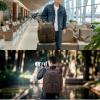 imageMasa Kawa Leather Backpack for Men with 16quot Laptop ampamp Camera Lens Sleeve Multi Pockets Weekend Trip Business Travel Overnight Camping Bag Vintage Brown