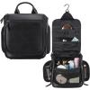 imageMasa Kawa Leather Hanging Travel Toiletry Bag for Men Portable Expandable Camping Cosmetics Makeup Toiletries Organizer Waterproof Bathroom Shaving Kit Black Wash BagsBlack