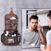 imageMasa Kawa Leather Hanging Travel Toiletry Bag for Men Portable Expandable Camping Cosmetics Makeup Toiletries Organizer Waterproof Bathroom Shaving Kit Black Wash BagsBrown