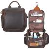 imageMasa Kawa Leather Hanging Travel Toiletry Bag for Men Portable Expandable Camping Cosmetics Makeup Toiletries Organizer Waterproof Bathroom Shaving Kit Black Wash BagsBrown