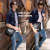 imageMasa Kawa Leather Messenger Bag Small Crossbody Shoulder Bag for Men Women Flap Over Man Purse Fits 10 Inch TabletBlack