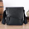 imageMasa Kawa Leather Messenger Bag Small Crossbody Shoulder Bag for Men Women Flap Over Man Purse Fits 10 Inch TabletBlack