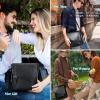 imageMasa Kawa Leather Messenger Bag Small Crossbody Shoulder Bag for Men Women Flap Over Man Purse Fits 10 Inch TabletBlack