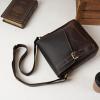 imageMasa Kawa Leather Messenger Bag Small Crossbody Shoulder Bag for Men Women Flap Over Man Purse Fits 10 Inch TabletDark Brown