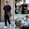 imageMasa Kawa Leather Messenger Shoulder Crossbody Bag for Men Fits 11 Inch Tablet Small Flap Multi Pockets Daily Commuting Work Satchel Bags Vintage Brown
