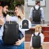 imageMasa Kawa Slim Genuine Leather Business Backpack 156quot Laptop Bag for Men Women Office Work Travel Small Thin Computer Casual Daypack Black