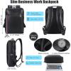 imageMasa Kawa Slim Genuine Leather Business Backpack 156quot Laptop Bag for Men Women Office Work Travel Small Thin Computer Casual Daypack Black