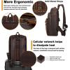 imageSmall Mens Full Grain Leather Backpack for Men Purse Vintage 14 Inch Laptop Bag Business Work Hiking Daypack Brown Rucksack