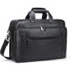 imageMasa Kawa Black Leather Briefcase for Men Waterproof 16 Inch Laptop Computer Case Crossbody Shoulder Messenger Bag for Business Travel Office Work