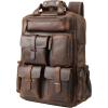 imageMasa Kawa Leather Backpack for Men Vintage 156 Inch Laptop Bag Multi Pockets Casual Travel Daypack BrownBrown