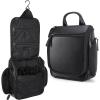 imageMasa Kawa Leather Hanging Travel Toiletry Bag for Men Portable Expandable Camping Cosmetics Makeup Toiletries Organizer Waterproof Bathroom Shaving Kit Black Wash BagsBlack