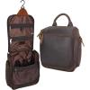 imageMasa Kawa Leather Hanging Travel Toiletry Bag for Men Portable Expandable Camping Cosmetics Makeup Toiletries Organizer Waterproof Bathroom Shaving Kit Black Wash BagsBrown
