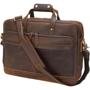 imageLeather Briefcase for Men 17 Inch Laptop Crossbody Shoulder Messenger Bag Attache Case for Business Travel Work LawyerBrown Fits 173 Inch Laptop