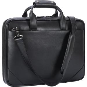 imageLeather Slim Briefcase for Men 156quot Laptop Crossbody Messenger Bag Business Work Lawyer Attache CaseBlack
