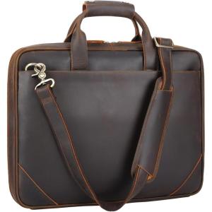 imageLeather Slim Briefcase for Men 156quot Laptop Crossbody Messenger Bag Business Work Lawyer Attache CaseBrown
