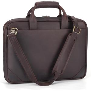imageLeather Slim Briefcase for Men 156quot Laptop Crossbody Messenger Bag Business Work Lawyer Attache CaseDeep Brown