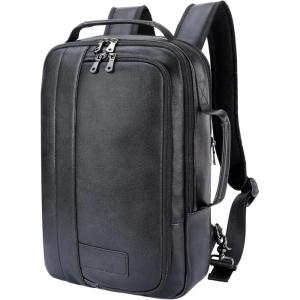 imageMasa Kawa Leather 156quot Laptop Backpack for Men Convertible Briefcase Backpacks Expandable Vintage Business Work Travel Rucksack Daypack Light BrownBlack