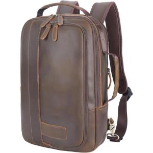 imageMasa Kawa Leather 156quot Laptop Backpack for Men Convertible Briefcase Backpacks Expandable Vintage Business Work Travel Rucksack Daypack Light BrownLight Brown
