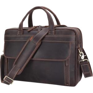 imageMasa Kawa Leather Briefcase for Men 156quot 17quot Laptop Computer Case Business Travel Work Messenger Cross Body Shoulder BagBrownfits 156 Laptop