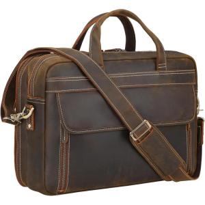 imageMasa Kawa Leather Briefcase for Men 156quot 17quot Laptop Computer Case Business Travel Work Messenger Cross Body Shoulder BagCoffee Colorfits 17 Laptop
