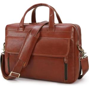 imageMasa Kawa Leather Briefcase for Men 156quot 17quot Laptop Computer Case Business Travel Work Messenger Cross Body Shoulder BagTanfits 156 Laptop