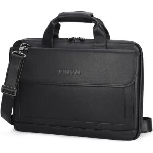 imageMasa Kawa Leather Briefcase for Men Slim 156quot Laptop Bag Waterproof Crossbody Shoulder Messenger Computer Attache Case for Business Work Black