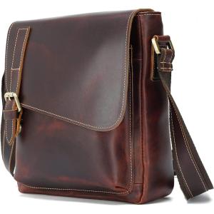 imageMasa Kawa Leather Messenger Bag Small Crossbody Shoulder Bag for Men Women Flap Over Man Purse Fits 10 Inch TabletClaret