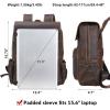 imageMasa Kawa Vintage Full Grain Leather 156 Inch Laptop Backpack for Men Casual Business Travel Rucksack Work Bag Daypack Brown LargeBrownupdated
