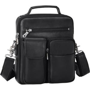 imageMasa Kawa Leather Shoulder Bag for Men Crossbody Messenger Casual Work 10quot Tablet BagsBlack