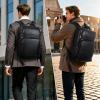 imageMasa Kawa Black Leather Laptop Backpack for Men Fits 16 156 Computer Business Travel Work Large Daypack Camping Weekender BagBlack