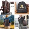 imageMasa Kawa Black Leather Laptop Backpack for Men Fits 16 156 Computer Business Travel Work Large Daypack Camping Weekender BagDark Brown