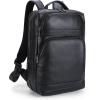 imageMasa Kawa Black Leather Laptop Backpack for Men Fits 16 156 Computer Business Travel Work Large Daypack Camping Weekender BagBlack