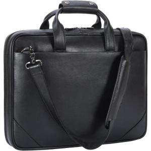 imageMasa Kawa Leather Slim Briefcase for Men 16 Laptop Shoulder Messenger Computer Bag Business Travel Work Attache CaseMatte Black