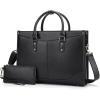 imageMasa Kawa Leather Laptop Tote Bag for Women Work 156 Computer Shoulder Handbag amp Wallet Purse Waterproof Business Briefcase Attache Case Black  with Wristlet Clutch