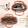 image:imageMasa Kawa Genuine Leather Tote Bag for Women with Long Strap Waterproof Expandable TopHandle Handbag Shoulder Crossbody Bag for Daily Work Caramel Brown