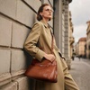 image:imageMasa Kawa Genuine Leather Tote Bag for Women with Long Strap Waterproof Expandable TopHandle Handbag Shoulder Crossbody Bag for Daily Work Caramel Brown