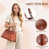 image:imageMasa Kawa Genuine Leather Tote Bag for Women with Long Strap Waterproof Expandable TopHandle Handbag Shoulder Crossbody Bag for Daily Work Caramel Brown
