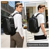image:imageMasa Kawa Black Leather 16 Laptop Backpack for Men  Expandable Waterproof Business Travel Work Computer Bag