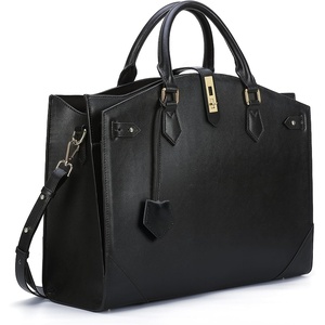image:imageMasa Kawa Leather Work Laptop Tote Bag for Women16 Computer Shoulder Handbags Expandable Waterproof Business Briefcase Attache Case Black
